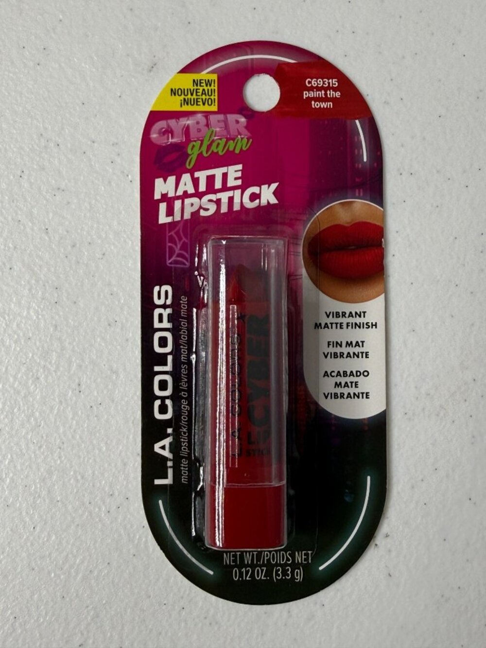LA Colors Cyber Glam Matte Lipstick Paint The Town Red Y2K Retro Bold